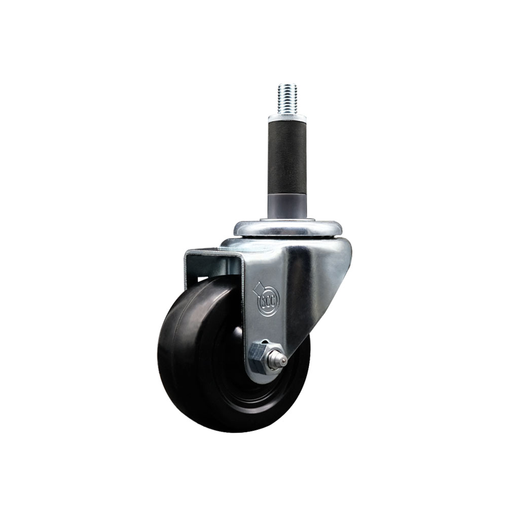 SCC-EX20S314-HRS-1 Hard Rubber Swivel Expanding Stem Caster with 3 x 1.25 in. Black Wheel & 1 in. Stem