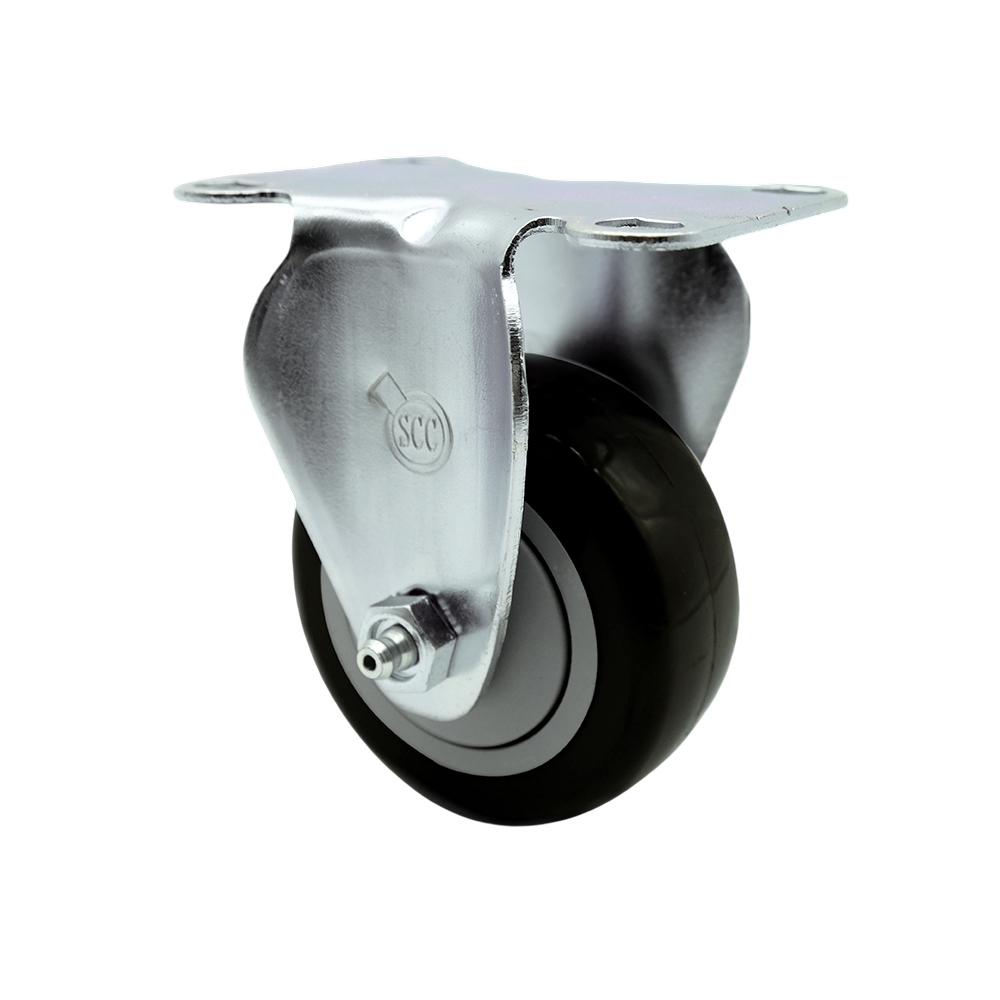 SCC-20R314-PPUB-BLK Polyurethane Top Plate Rigid Caster with 3 in. Black Wheel
