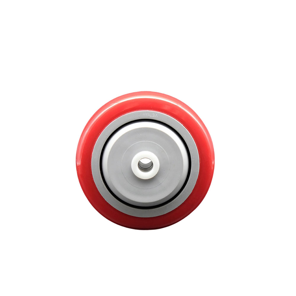 SCC-PPUB3514-RED 3.5 x 1.25 in. Red Polyurethane on Gray Polyolefin Wheel with Precision Ball Bearing - 0.38 in. Bore Non Marking & Non Marring