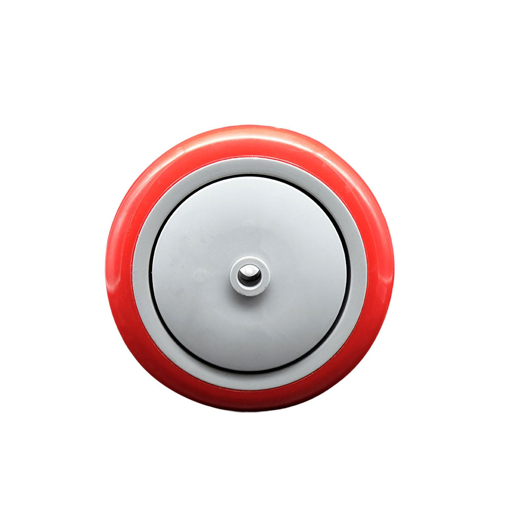 SCC-PPUB514-RED 5 x 1.25 in. Red Polyurethane on Gray Polyolefin Wheel with Precision Ball Bearing - 0.38 in. Bore Non Marking & Non Marring