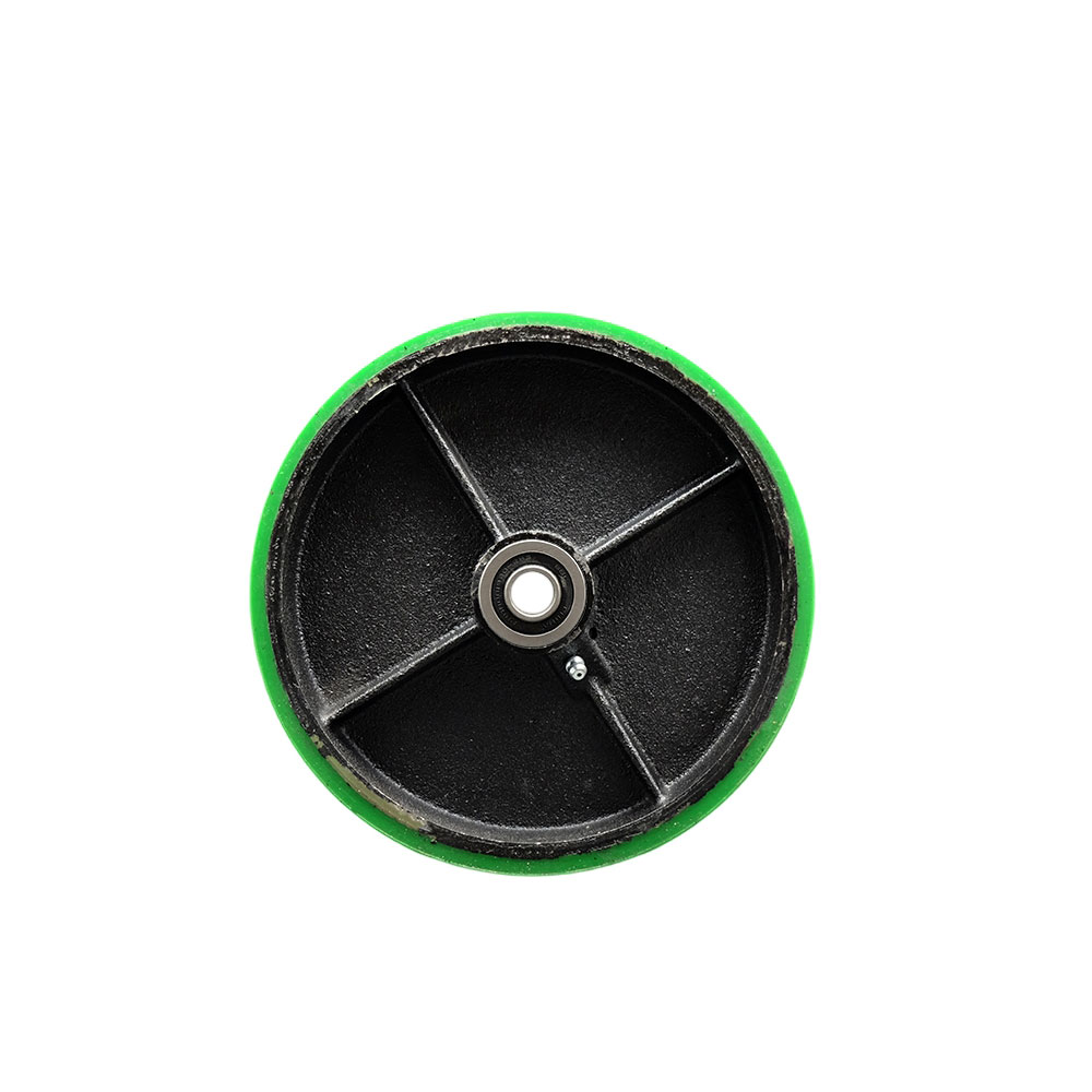 SCC-PUB820-GB 8 x 2 in. Green Polyurethane on Black Semi Steel Cast Iron Wheel Only with Precision Ball Bearing 0.5 in. Bore