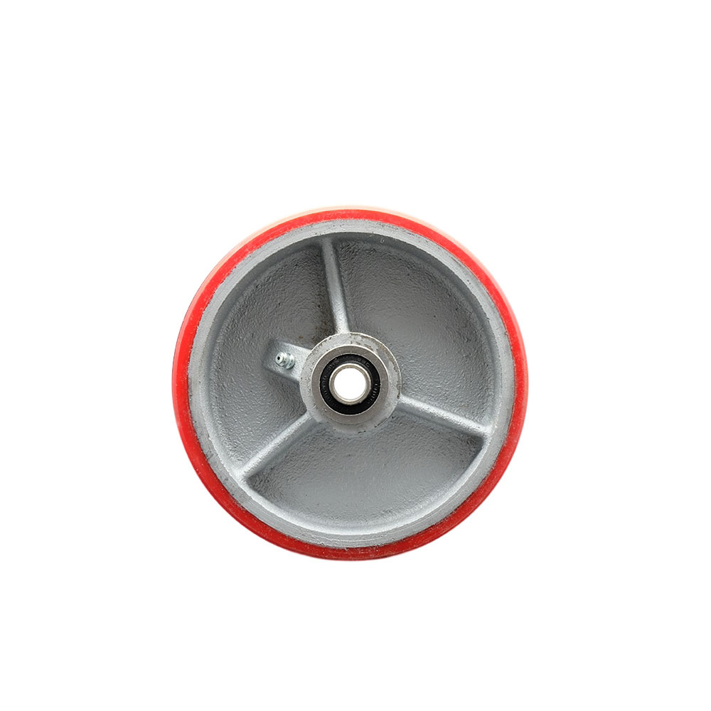 SCC-PUB620-RS 6 x 2 in. Red Polyurethane on Silver Semi Steel Cast Iron Wheel Only with Precision Ball Bearing 0.5 in. Bore