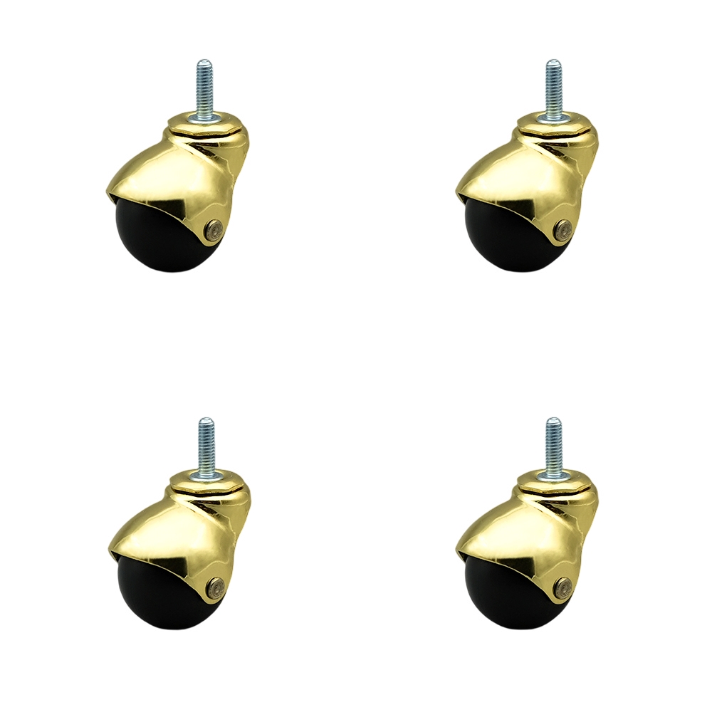 Bright Brass Swivel Ball Casters - 2 in. - Set of 4 - 75 lbs Capacity