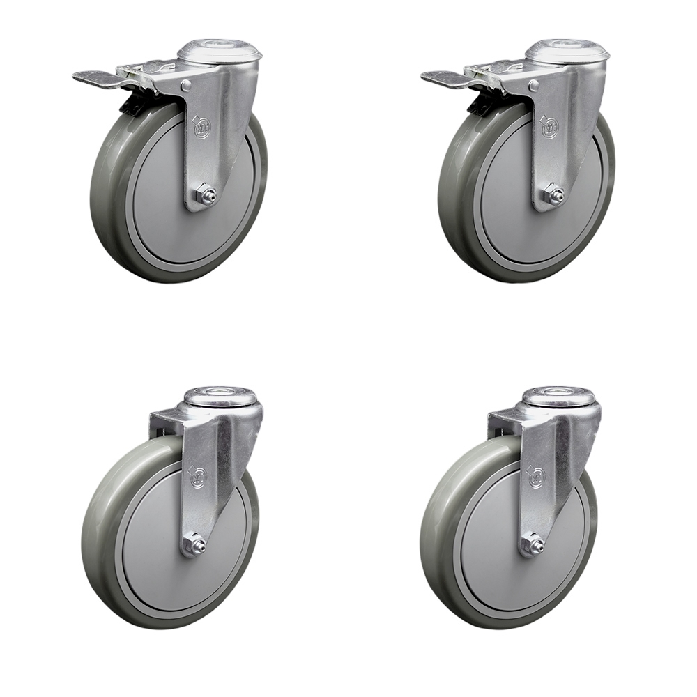 SCC-BHTTL20S614-PPUB-2-S-2 Polyurethane Swivel Bolt Hole Caster with 6 x 1.25 in. Gray Wheels - Set of 4