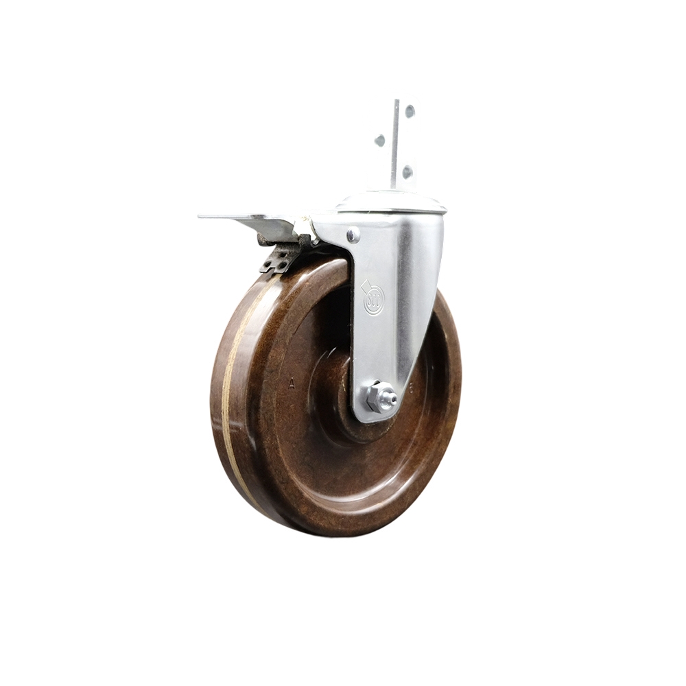 SCC-SQTTL20S615-PHSHT-34 Swivel Square Stem Caster with 6 x 1.5 in. Brown High Temperature Phenolic Wheel, 0.75 x 2 in. Square Stem