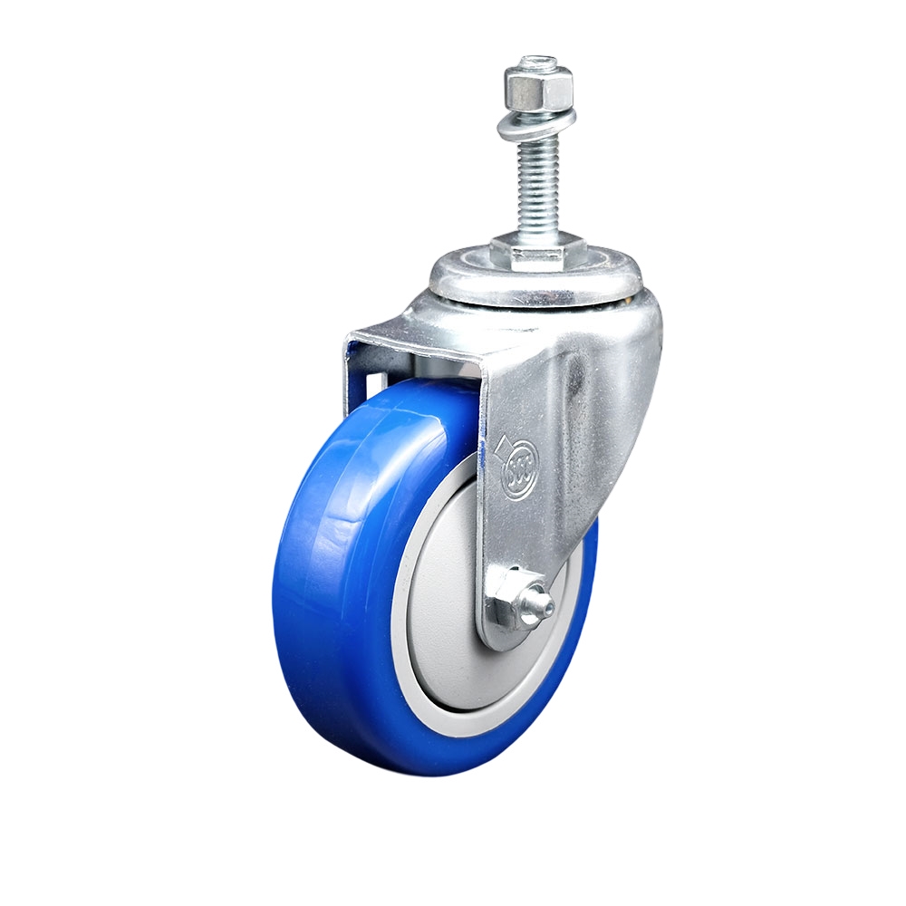 SCC-TS20S414-PPUB-BLUE-M1015 Polyurethane Swivel Threaded Stem Caster with 4 x 1.25 in. Blue Wheel & 10 mm Stem