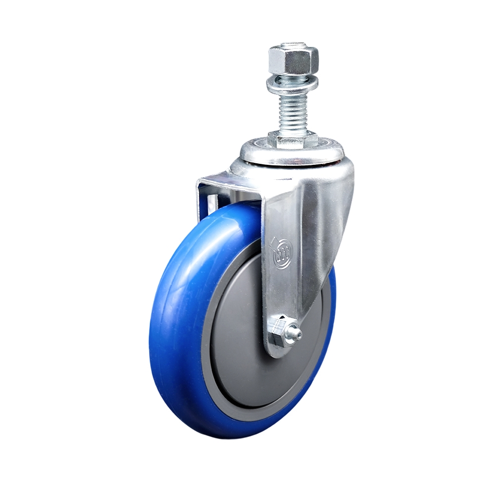 SCC-TS20S514-PPUB-BLUE-M1215 Polyurethane Swivel Threaded Stem Caster with 5 x 1.25 in. Blue Wheel & 12 mm Stem