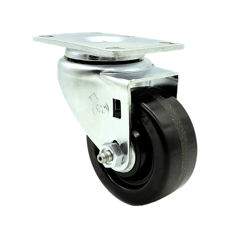 SCC-SS20S314-PHS Stainless Steel Phenolic Swivel Top Plate Swivel Caster with 3 x 1.25 in. Black Wheel