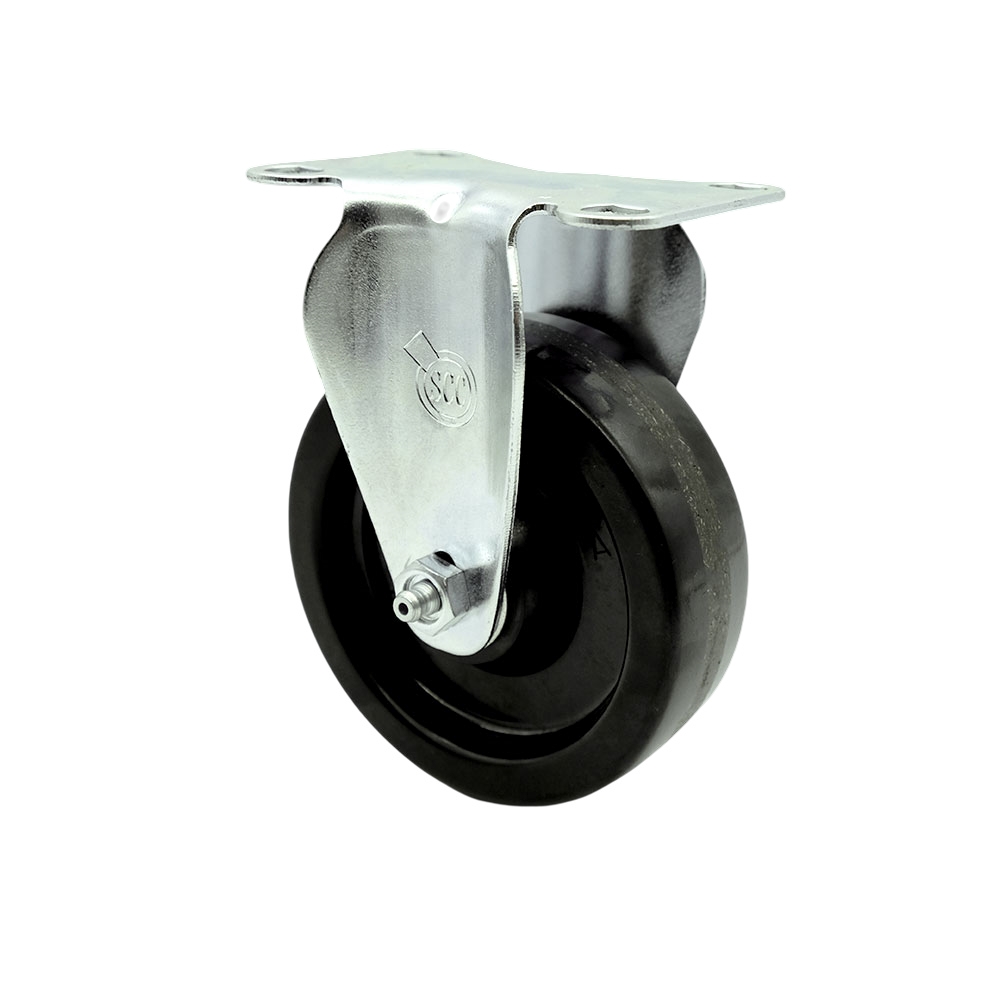 SCC-20R414-PHS Phenolic Top Plate Rigid Caster with 4 in. Black Wheel