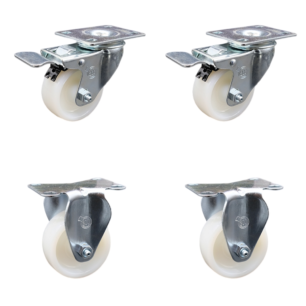SCC-SSTTL20S314-NYS-2-R-2 Stainless Steel Nylon Swivel Top Plate Caster with 3 x 1.25 in. White Wheels - Set of 4