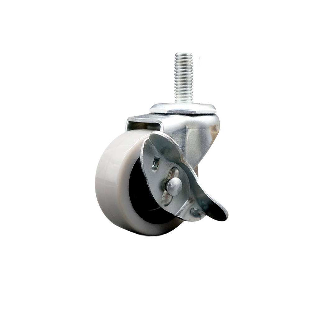 SCC-TS05S210-TPRS-SLB-M1015 2 in. Swivel Thermoplastic Rubber Caster Wheels with 10 mm 1.50 TPI x 1.5 in. Threaded Stem Caster & Brake