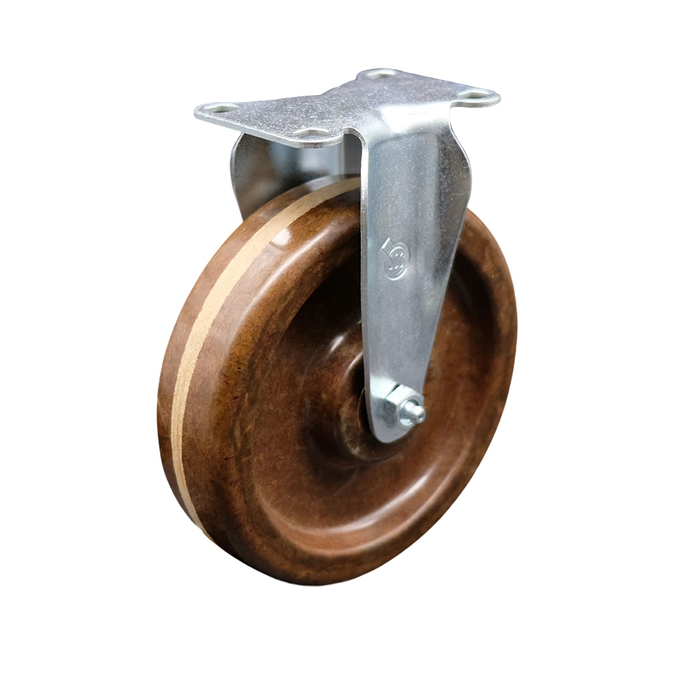 SCC-20R615-PHRHT High Temperature Phenolic Top Plate Rigid Caster with Roller Bearing 6 in. Brown Wheel