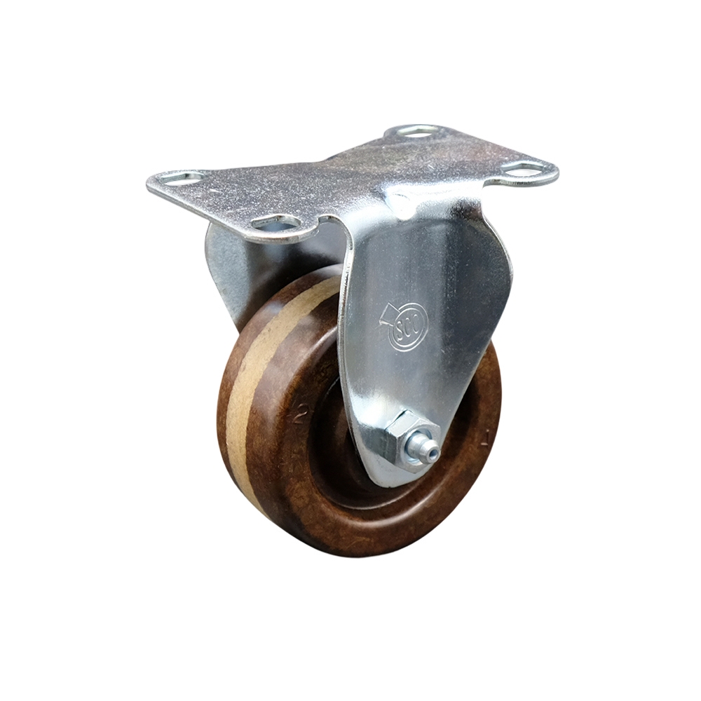 SCC-20R314-PHSHT High Temperature Phenolic Top Plate Rigid Caster with 3 in. Brown Wheel