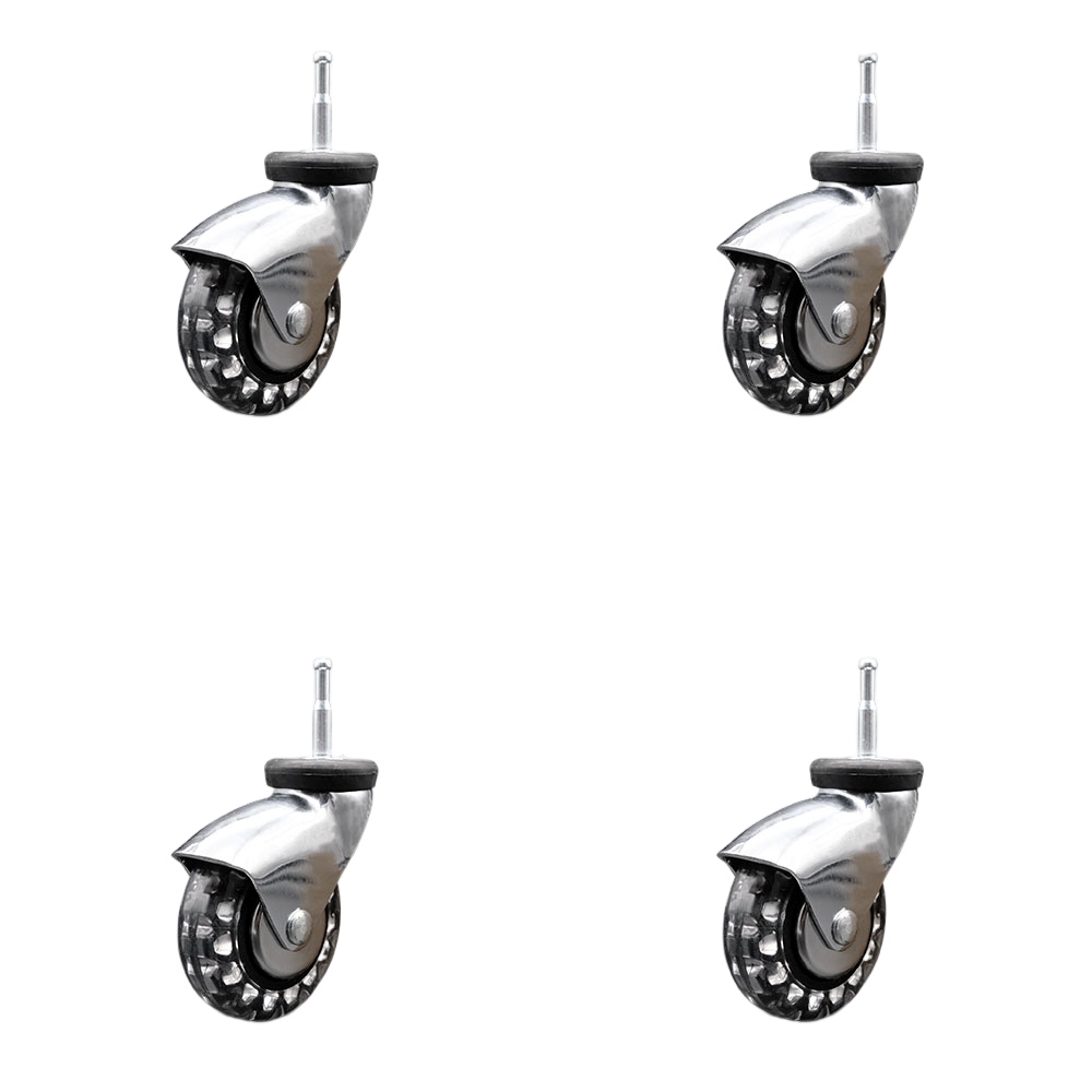 SCC-GN03S310-PPUBD-BC-4 3 in. Swivel Caster Wheels for Furniture Bright Chrome Hooded Polyurethane Wheel with 0.31 Grip Neck Stem - Set of 4