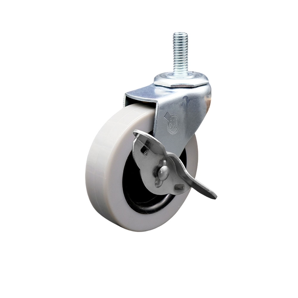 SCC-TS05S310-TPRS-SLB-5161815 3 in. Swivel Thermoplastic Rubber Caster Wheels with 0.31 in. 18 TPI x 1.5 in. Threaded Stem Caster & Brake