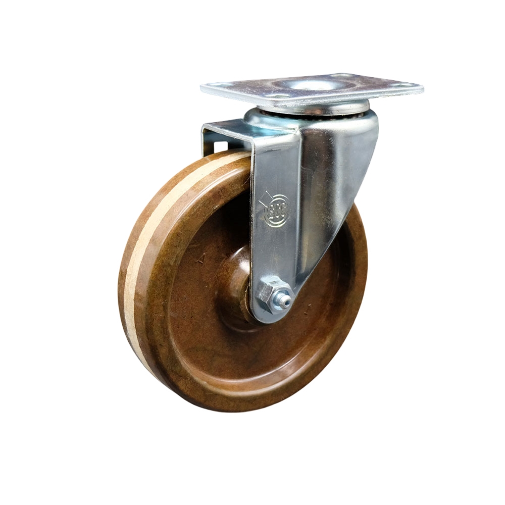 SCC-20S514-PHSHT-TP3 High Temperature Swivel Caster with 5 in. High Temperature Phenolic Wheel 4 x 4.5 in. Overall Top Plate