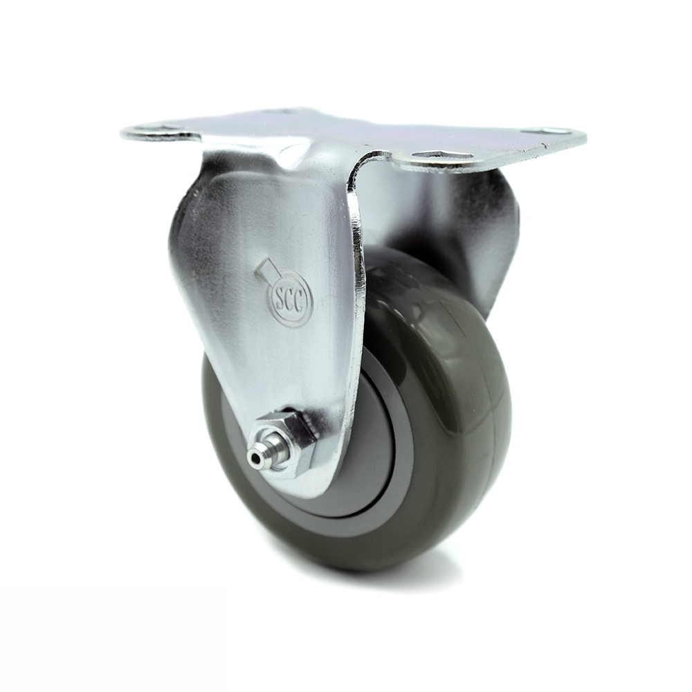 SCC-20R314-PPUB-TP2 Rigid Caster with 3 in. Gray Polyurethane Wheel, 3.13 x 4.13 in. Overall Top Plate