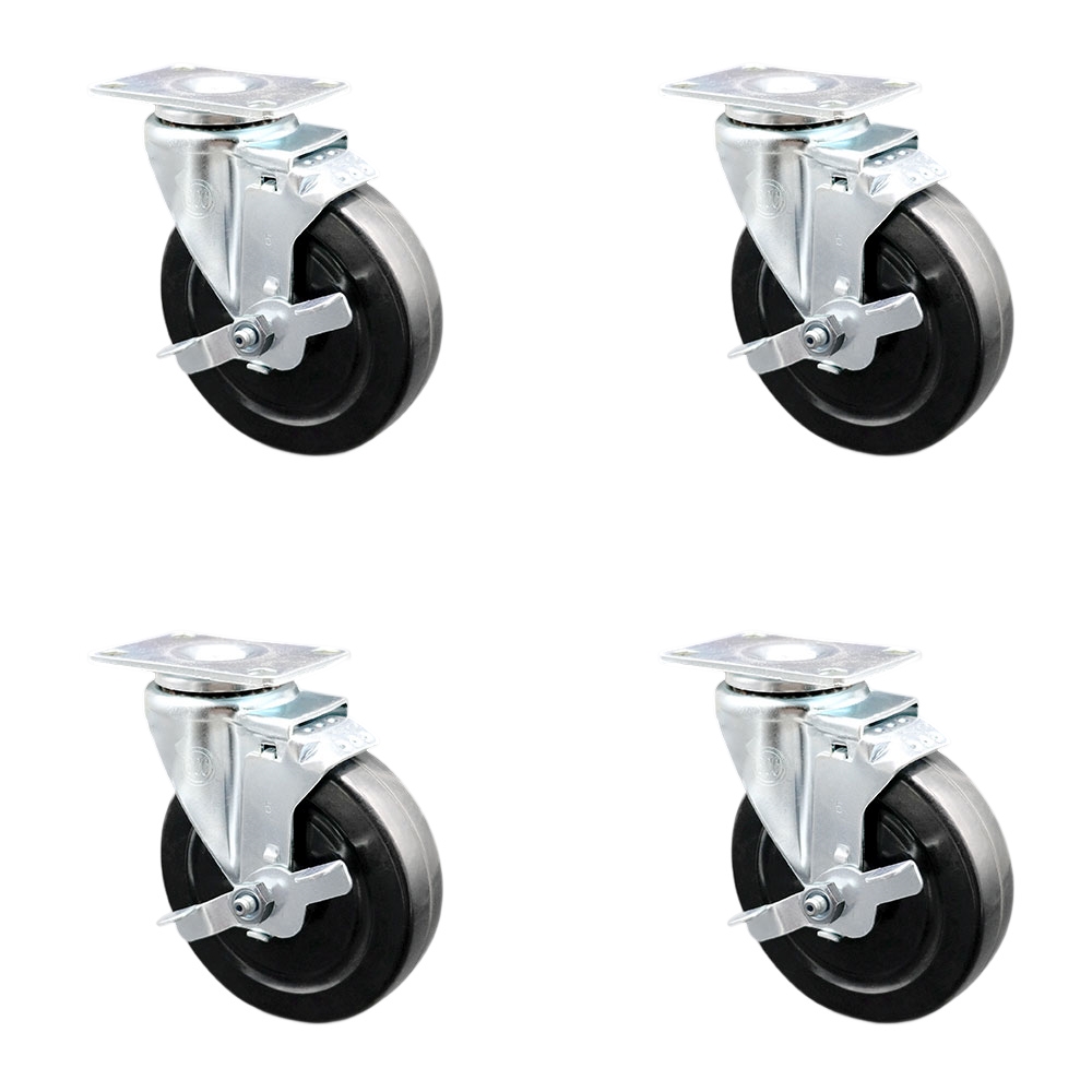 Swivel Casters - Hard Rubber - Set of 4 - 1200 lbs Capacity