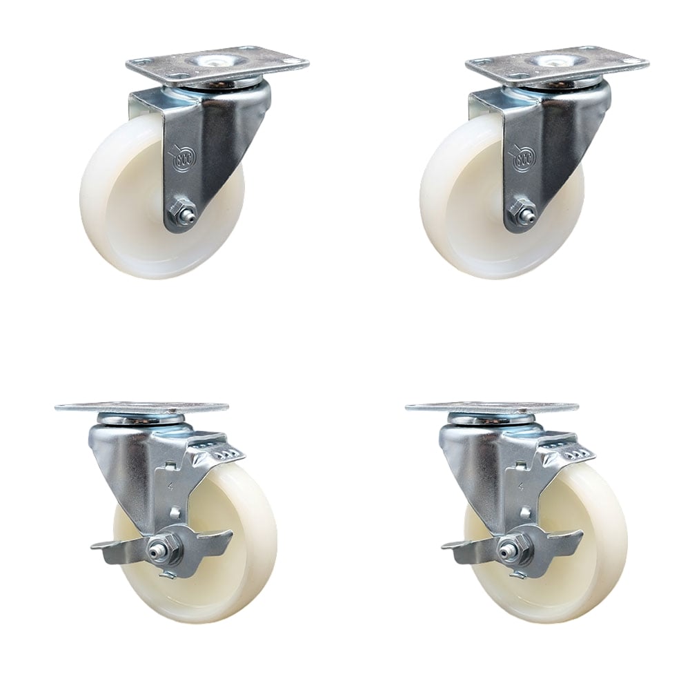 Swivel Caster - Nylon - 4 in. - Set of 4 - 1200 lbs Capacity