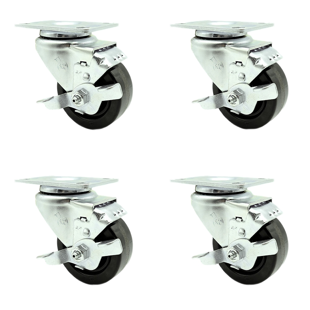 Swivel Caster - Black - 3.5 in. - Set of 4 - Heavy Duty