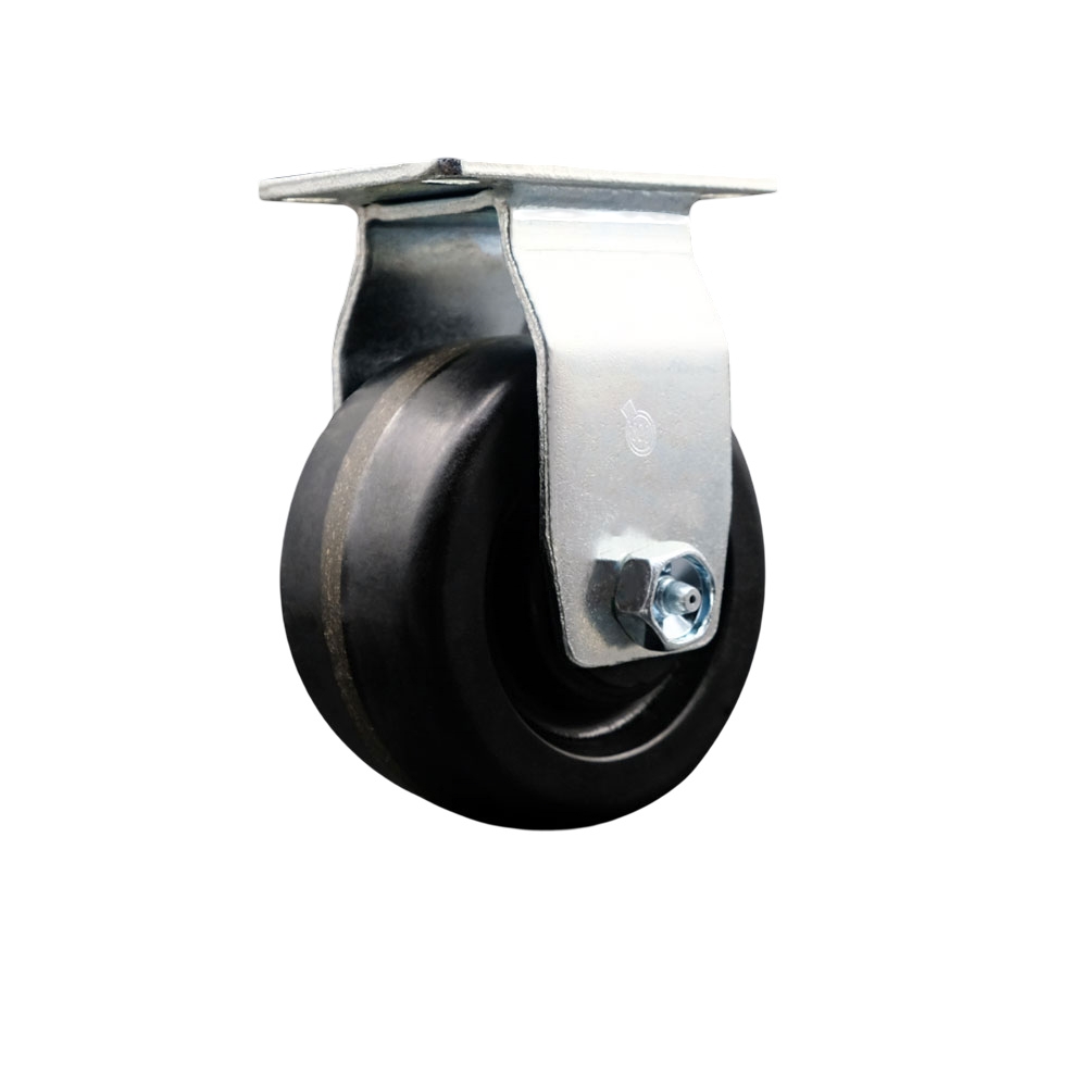 SCC-20R420-PHR Rigid Top Plate Caster, Black 4 in. by 2 in. Phenolic Wheel Roller Bearing