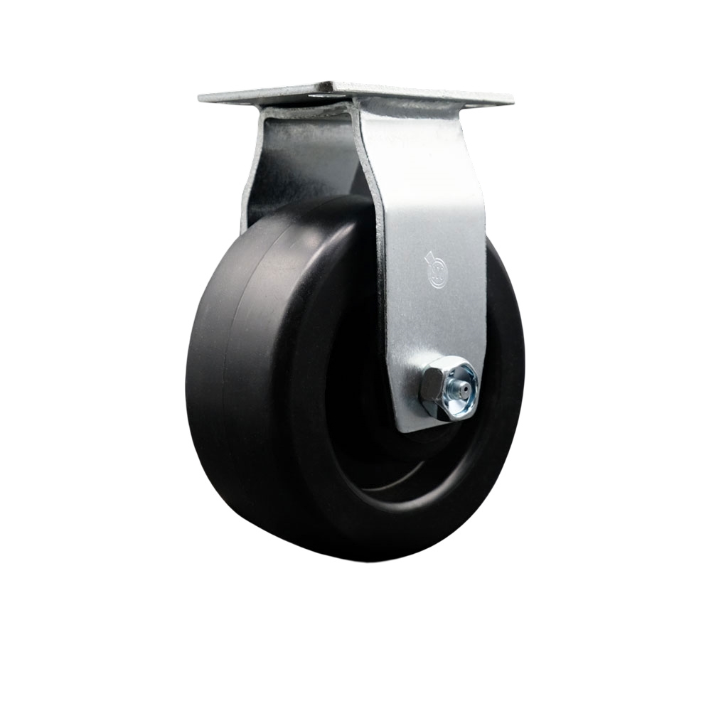 SCC-20R520-POB Rigid Top Plate Caster, Black 5 in. by 2 in. Polyolefin Wheel Ball Bearing