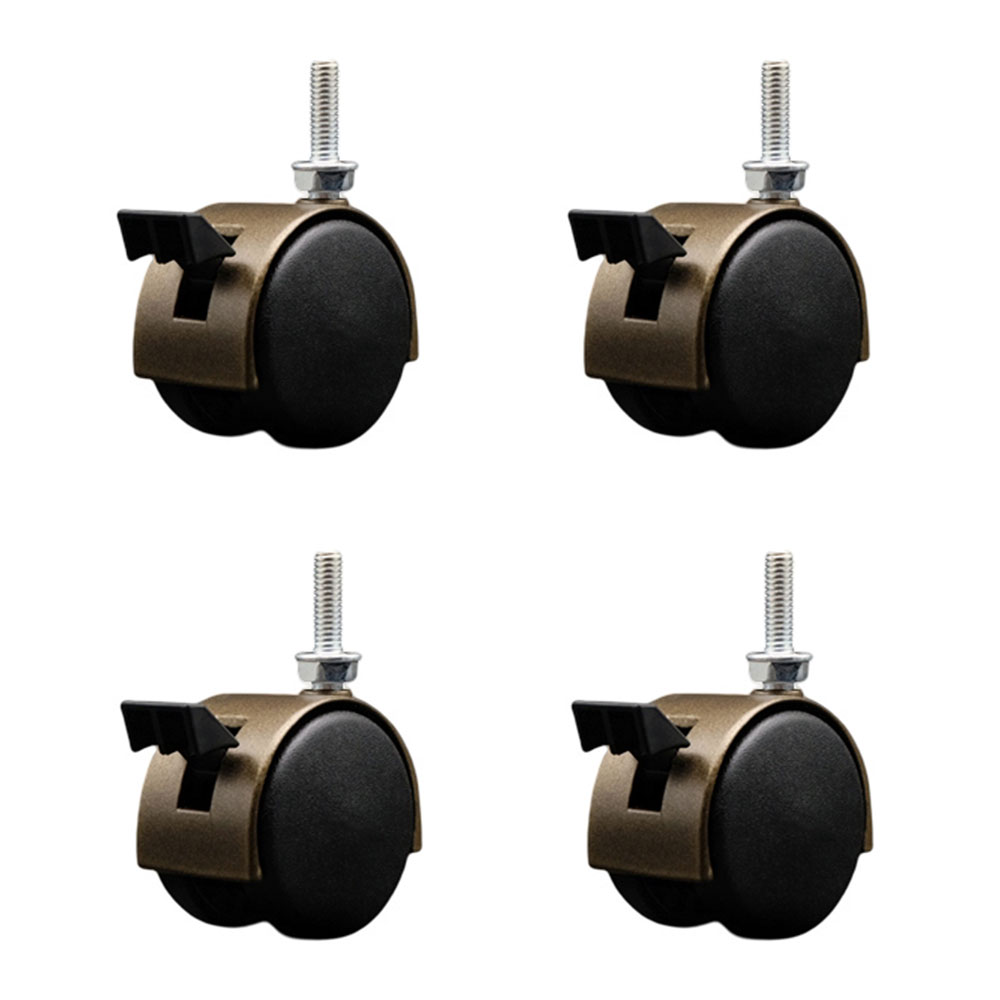 SCC-TS02S50D-NYS-WA-B-5161810-4 2 in. Office Chair Wheels Windsor Antique Metal Hooded Twin Wheel 0.31 in. 18 TPI by 1 in. Threaded Stems - Set of 4