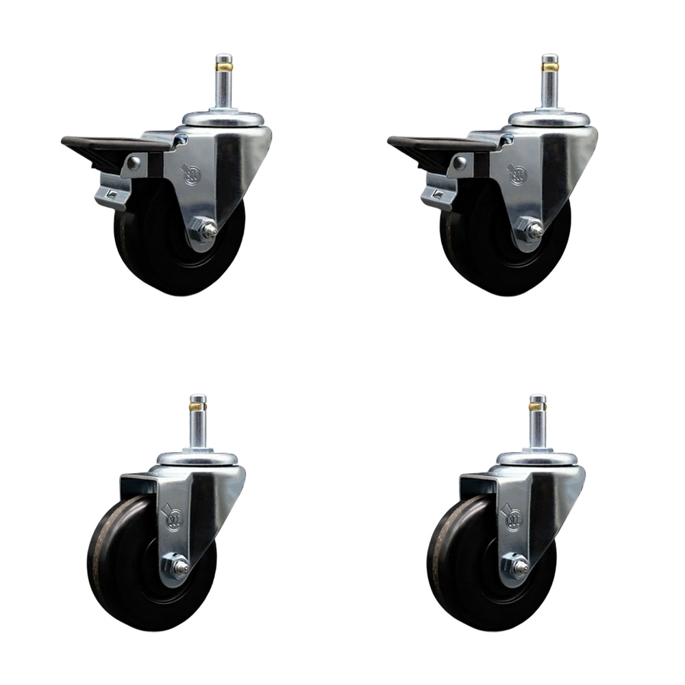 SCC-GR20S3514-PHR-PLB-716138-2-S-2 Phenolic Swivel Grip Ring Stem Caster with Roller Bearing 3.5 x 1.25 in. Black Wheels & 0.43 in. Stems - Set of 4