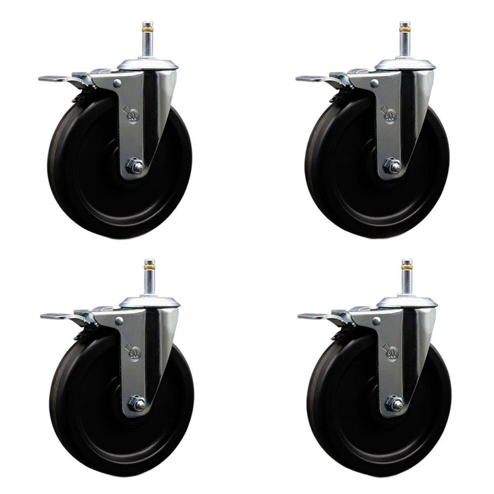 SCC-GRTTL20S615-PHR-716138-4 Phenolic Swivel Grip Ring Stem Caster with Roller Bearing with 6 x 1.5 in. Black Wheels & 0.43 in. Stems - Set of 4