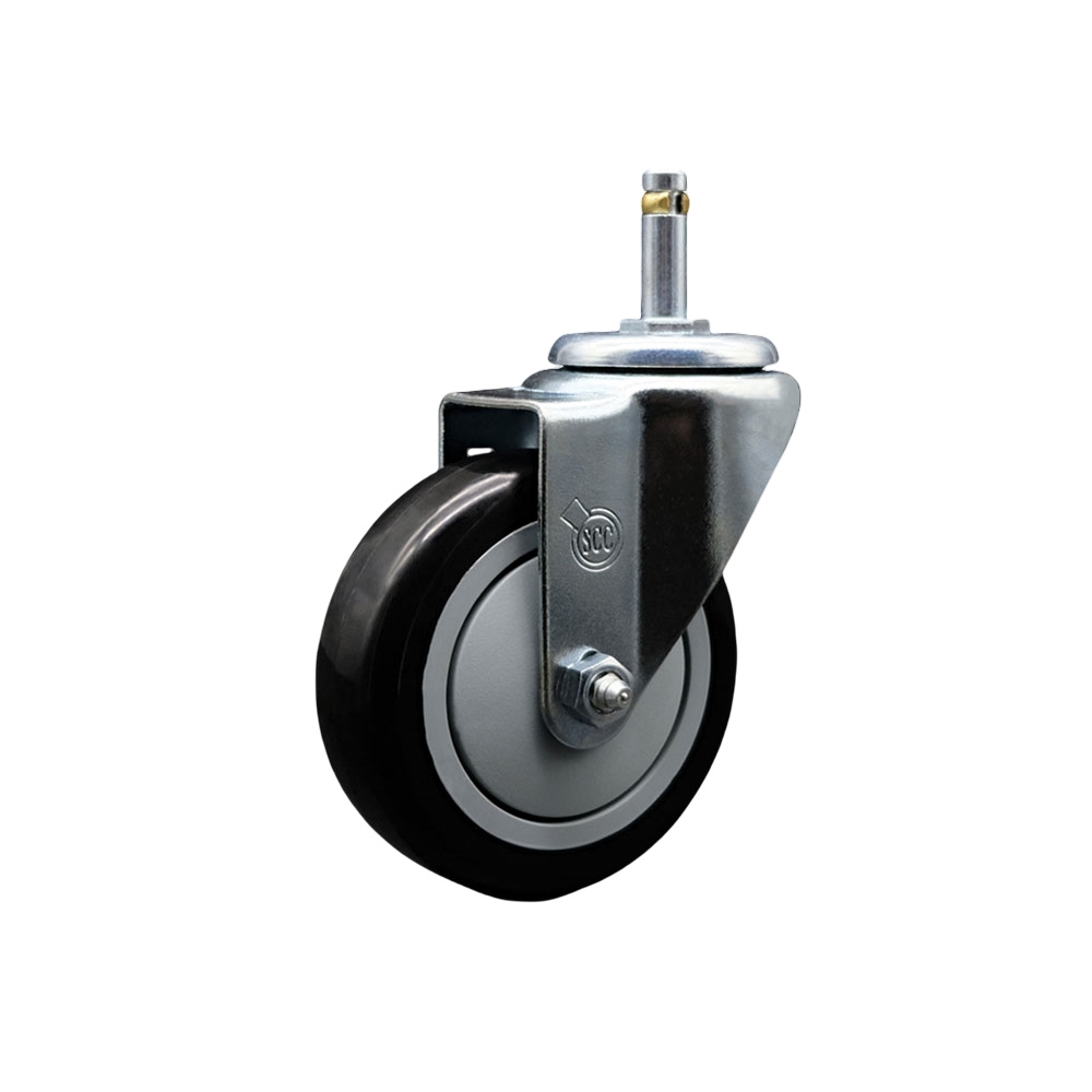 SCC-GR20S414-PPUB-BLK-716138 Polyurethane Swivel Grip Ring Stem Caster with 4 x 1.25 in. Black Wheel & 0.43 in. Stem
