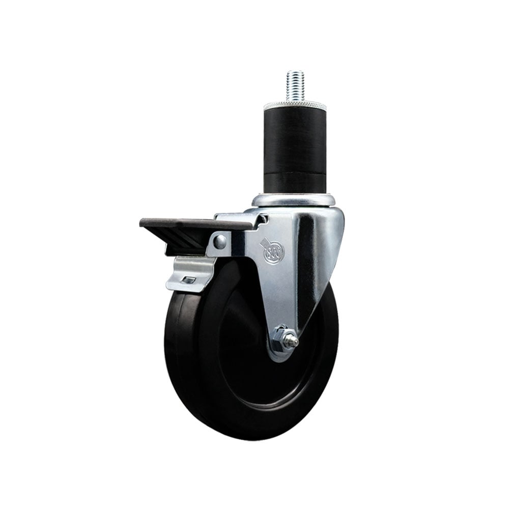 SCC-EX20S514-HRS-PLB-134 Hard Rubber Swivel Expanding Stem Caster with 5 x 1.25 in. Black Wheel & 1.75 in. Stem & Posi Locking Brake