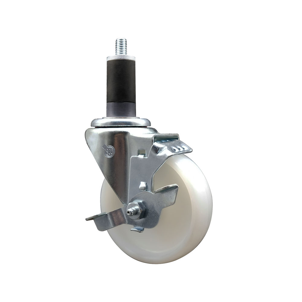 Stainless Steel Swivel Caster - White - 4 in. Wheel - Top Locking Brake
