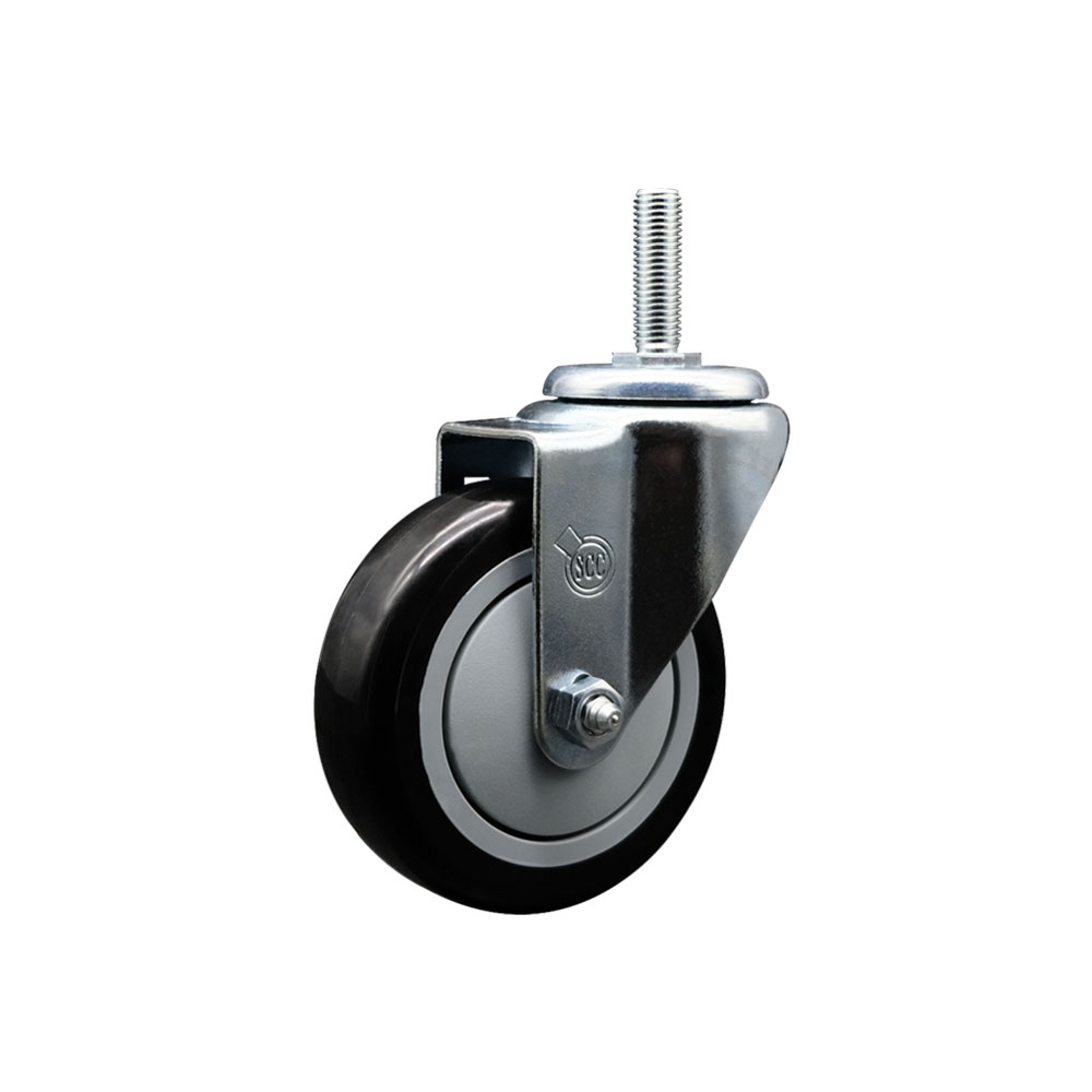 SCC-TS20S414-PPUB-BLK-34212 Polyurethane Swivel Threaded Stem Caster with 4 x 1.25 in. Black Wheel & 0.75 in. Stem