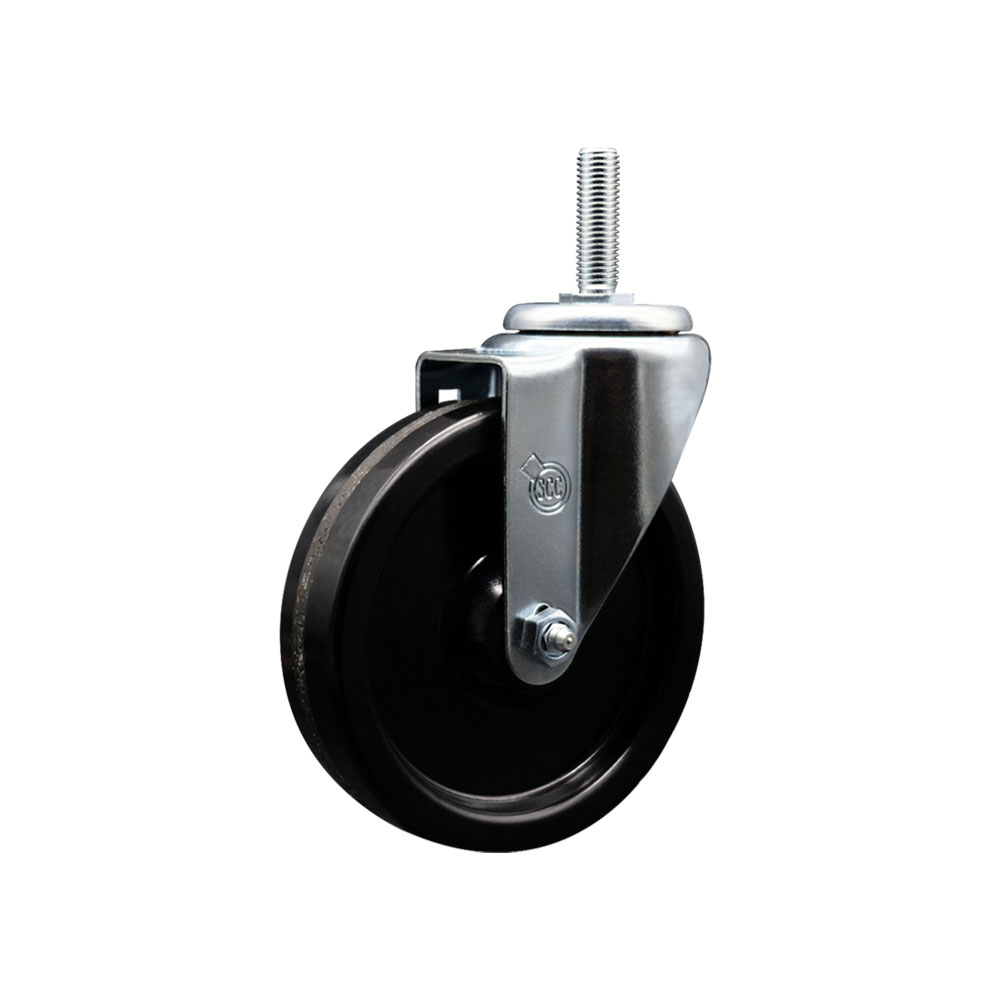 SCC-TS20S514-PHR-34212 Phenolic Swivel Threaded Stem Caster with 5 x 1.25 in. Black Wheel & 0.75 in. Stem