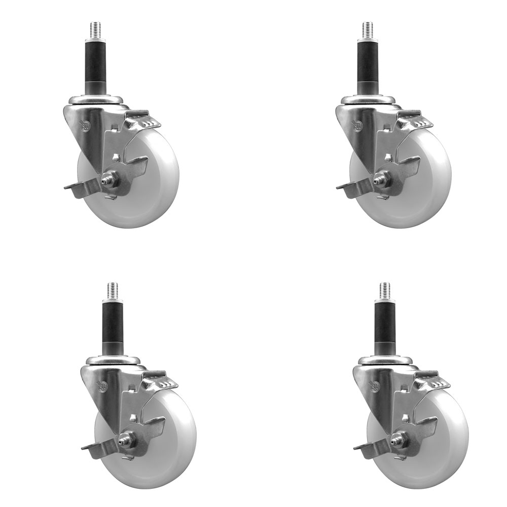 SCC-EX20S414-NYS-TLB-1-4 Nylon Swivel Expanding Stem Caster with 4 in. White Wheel & 1 in. Stems - Set of 4
