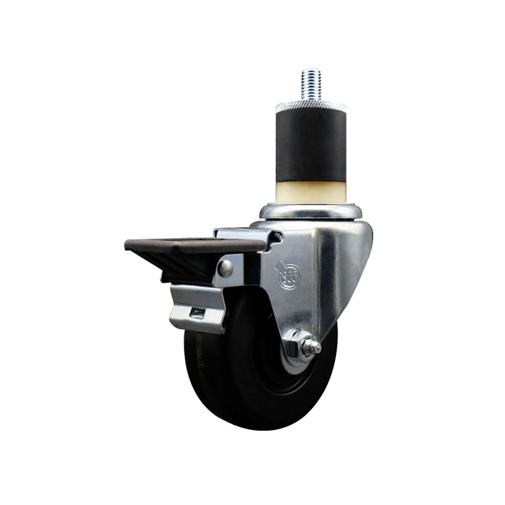 SCC-EX20S3514-PHR-PLB-178 Phenolic Swivel Expanding Stem Caster with Roller Bearing 3.5 x 1.25 in. Black Wheel & 1.87 in. Stem & Posi Locking Brake