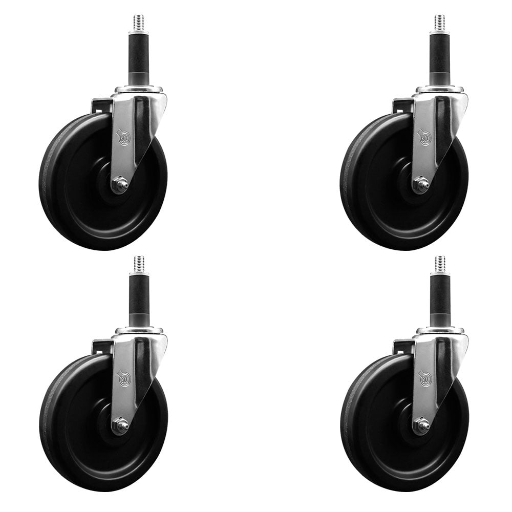 SCC-EX20S615-PHR-1-4 Phenolic Swivel Expanding Stem Caster with Roller Bearings 6 x 1.5 in. Black Wheels & 1 in. Stems - Set of 4