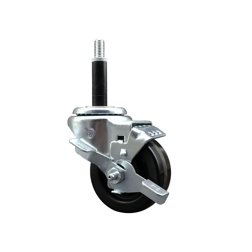 Phenolic Swivel Caster - Black - 3 x 1.25 in. - Top Locking Brake