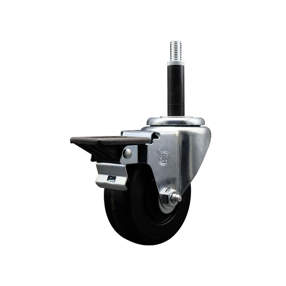 SCC-EX20S3514-PHR-PLB-34 Phenolic Swivel Expanding Stem Caster with Roller Bearing 3.5 x 1.25 in. Black Wheel & 0.75 in. Stem & Posi Locking Brake