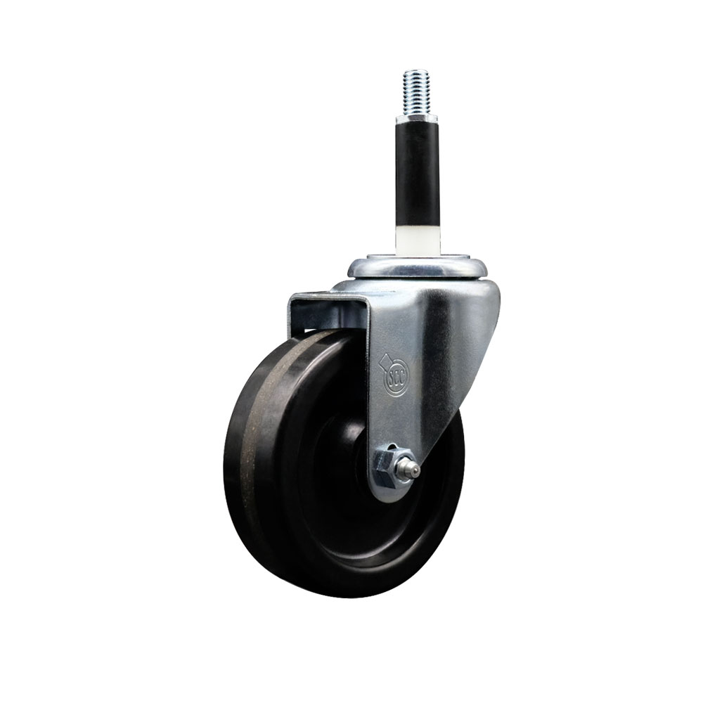 SCC-EX20S414-PHR-78 Phenolic Swivel Expanding Stem Caster with Roller Bearing 4 x 1.25 in. Black Wheel & 0.87 in. Stem