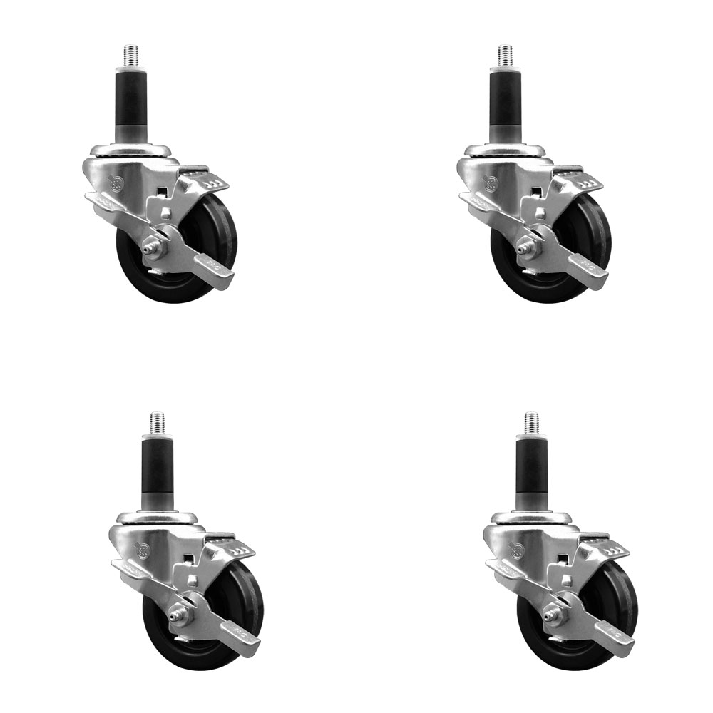 Phenolic Swivel Caster - Black - Set of 4 - 300 lbs Capacity