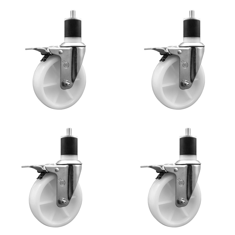SCC-EXTTL20S514-NYS-178-4 Nylon Swivel Expanding Stem Caster with 5 in. White Wheels & 1.87 in. Stems - Set of 4