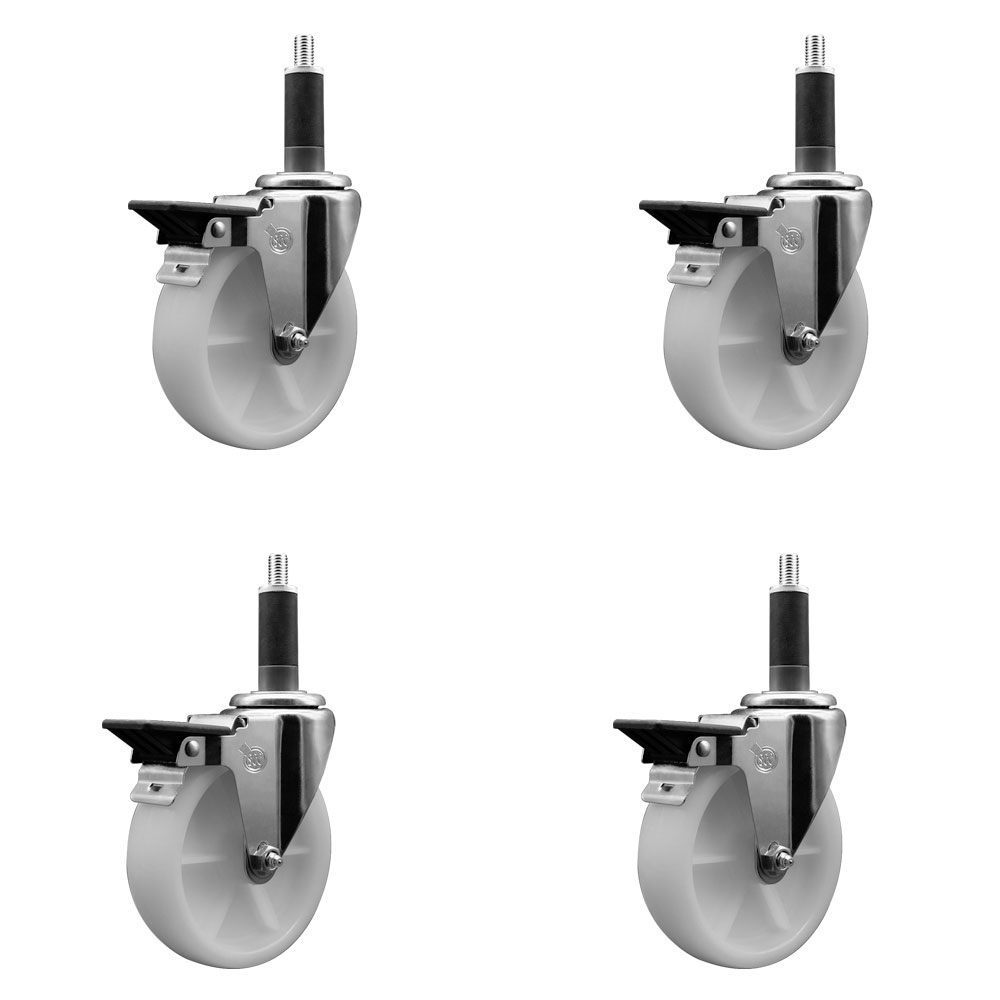 SCC-EX20S514-NYS-PLB-1-4 Nylon Swivel Expanding Stem Caster with 5 in. White Wheels & 1 in. Stems - Set of 4