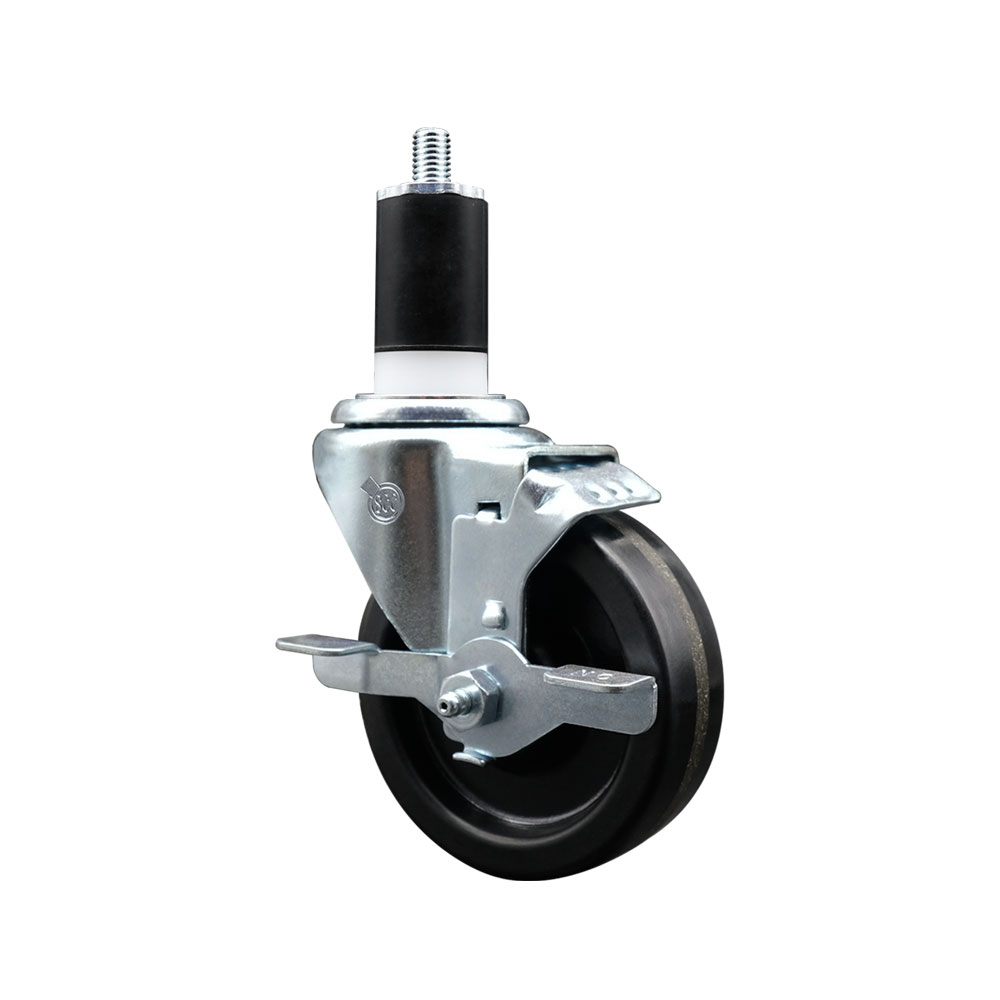 Phenolic Swivel Caster - Black - 4 x 1.25 in. - Top Locking Brake