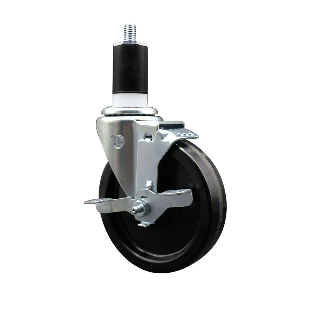 Phenolic Swivel Caster - Black - 5 x 1.25 in. - Top Locking Brake