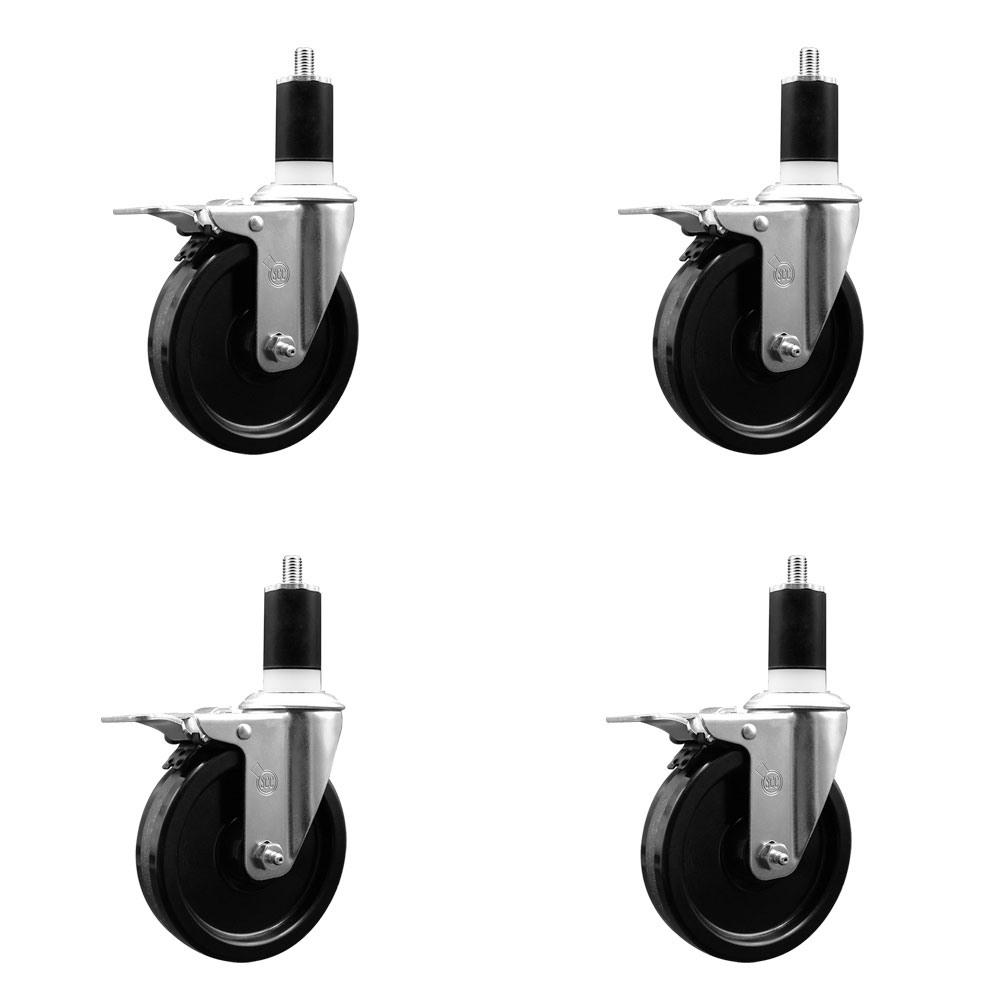 SCC-EXTTL20S514-PHR-112-4 Phenolic Swivel Expanding Stem Caster with Roller Bearings 5 x 1.25 in. Black Wheels & 1.5 in. Stems - Set of 4