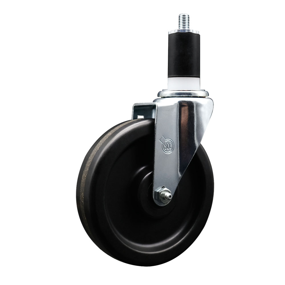 SCC-EX20S615-PHR-112 Phenolic Swivel Expanding Stem Caster with Roller Bearing 6 x 1.5 in. Black Wheel & 1.5 in. Stem