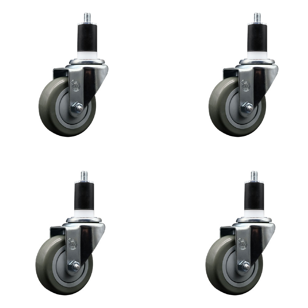SCC-EX20S3514-PPUB-112-4 Polyurethane Swivel Expanding Stem Caster with 3.5 in. Gray Wheels & 1.5 in. Stems - Set of 4