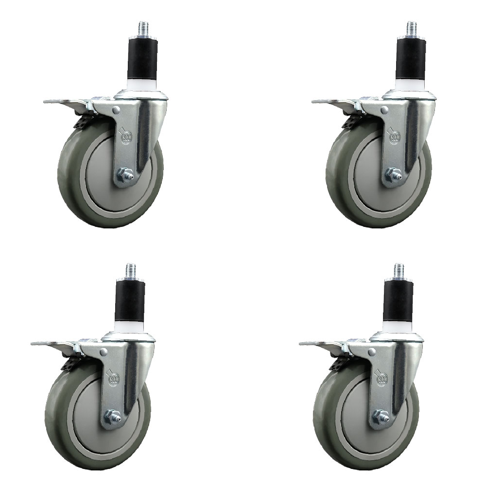 SCC-EXTTL20S514-PPUB-112-4 Polyurethane Swivel Expanding Stem Caster with 5 in. Gray Wheels & 1.5 in. Stems - Set of 4