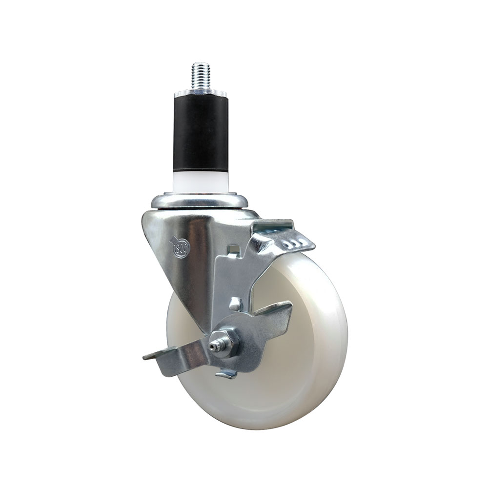 Stainless Steel Swivel Caster - White - 4 in. Wheel - Top Locking Brake